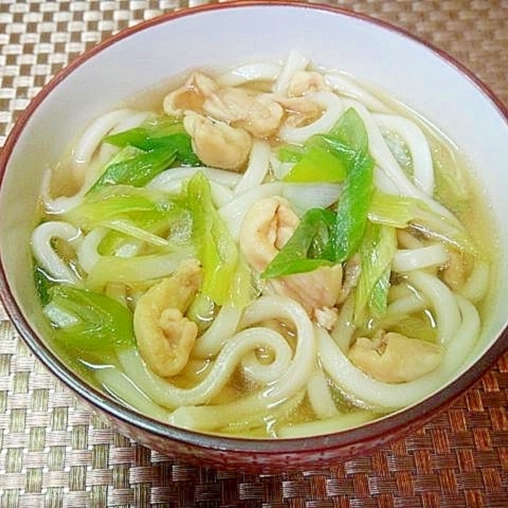 鶏皮と長ネギのうどん